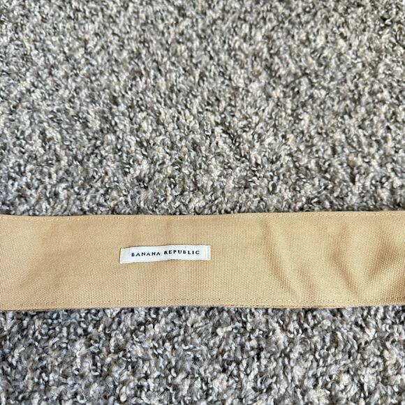 Banana Republic Belt Linen Natural Boho Wood Buckle Wide Waist Tan Size S NEW main image 2